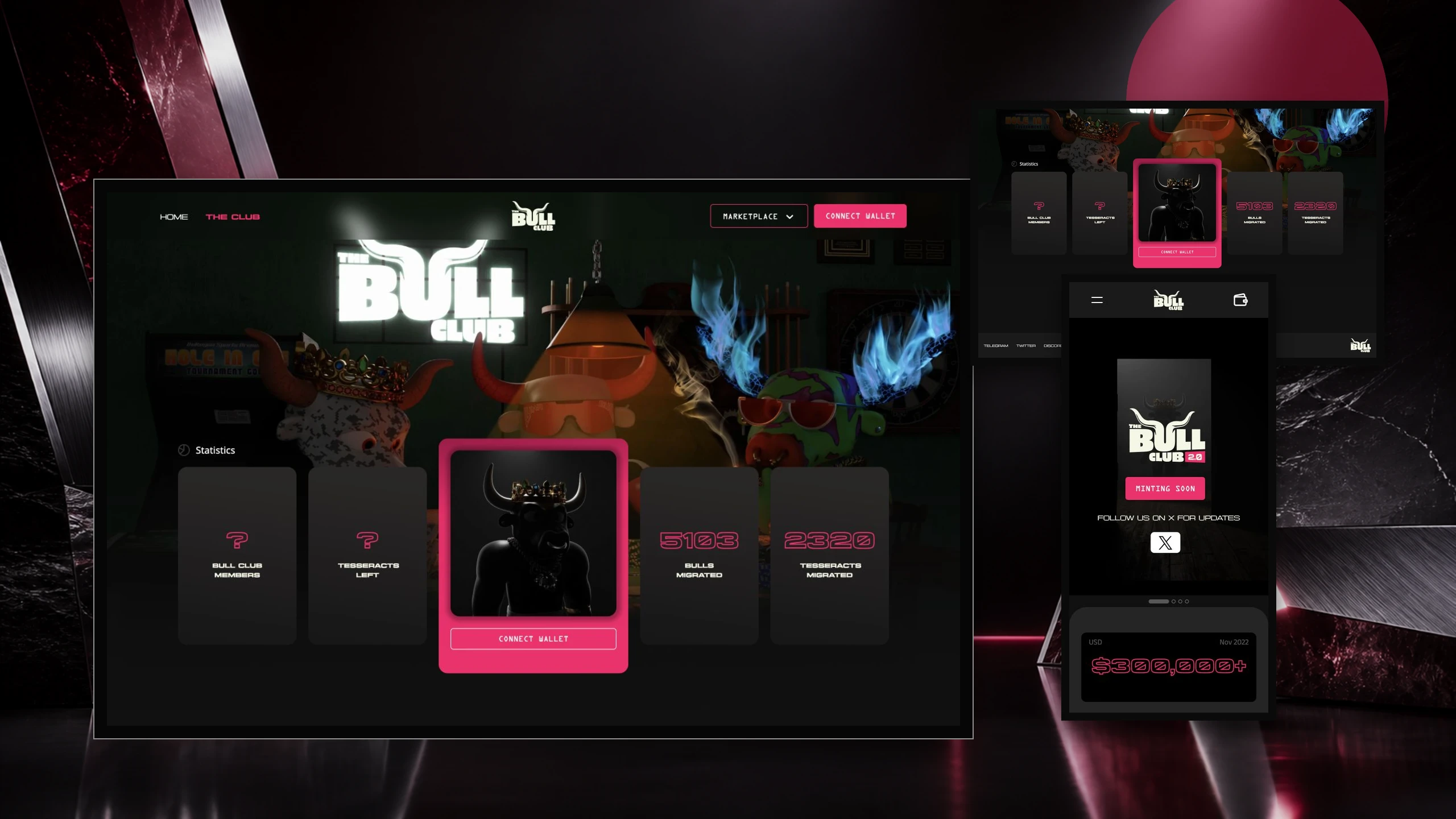 Bull Club experience displayed on a laptop in an editorial interior