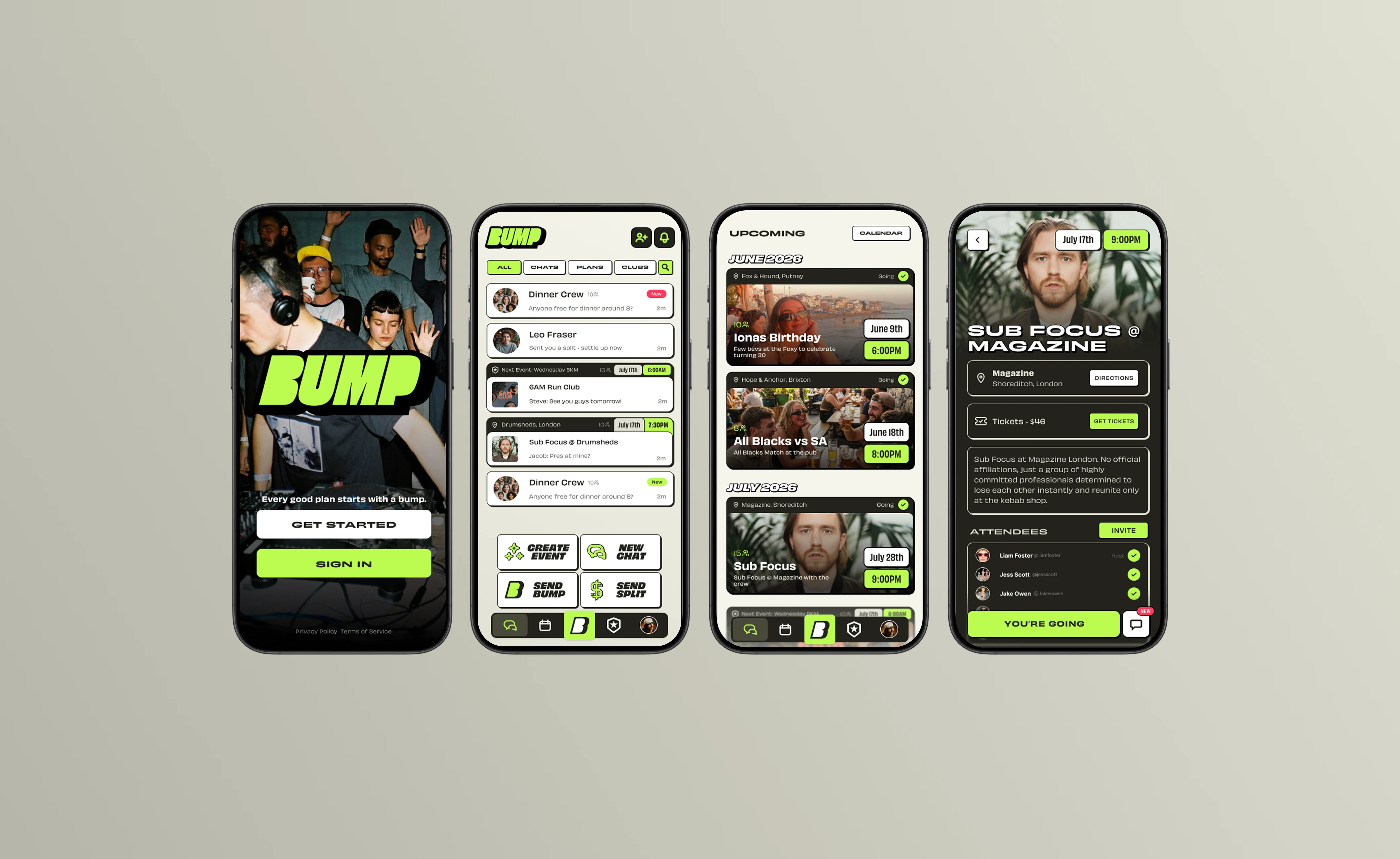 Bump Messenger shown across a collection of desktop and mobile screens
