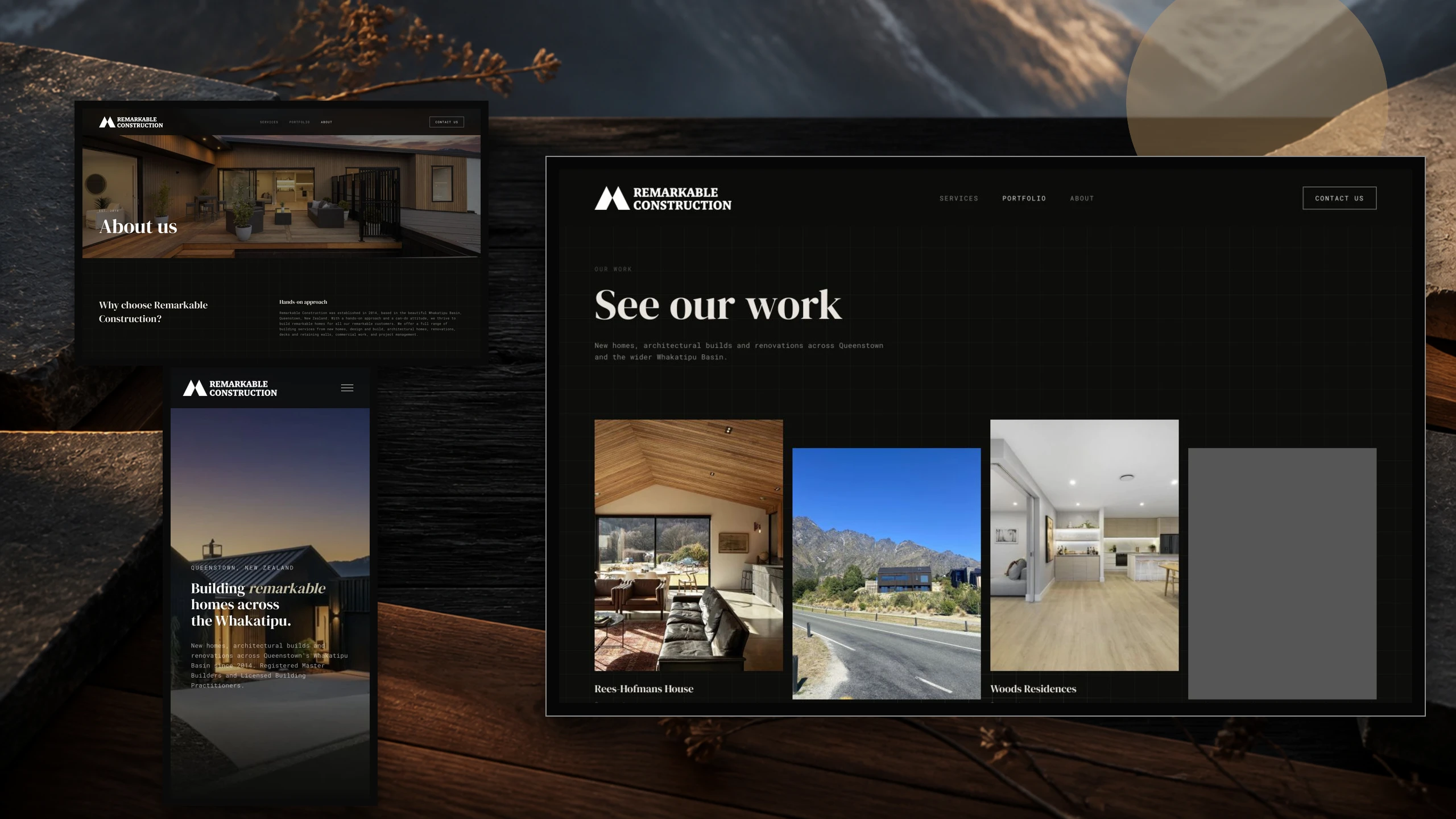 Remarkable Construction projects displayed on a laptop in an editorial interior